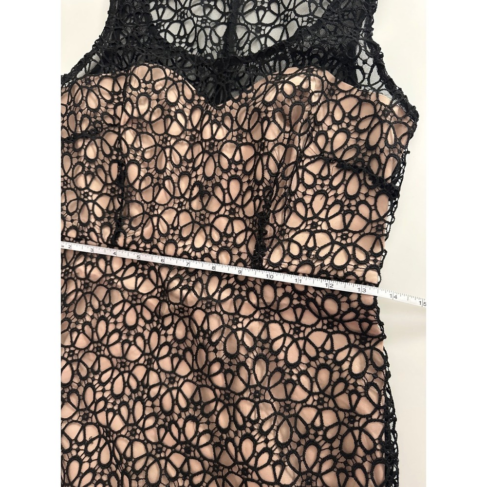 Ann Taylor Petite Black Lace Overlay Sheath Dress Champagne Lining 0P Sleeveless - Picture 6 of 7